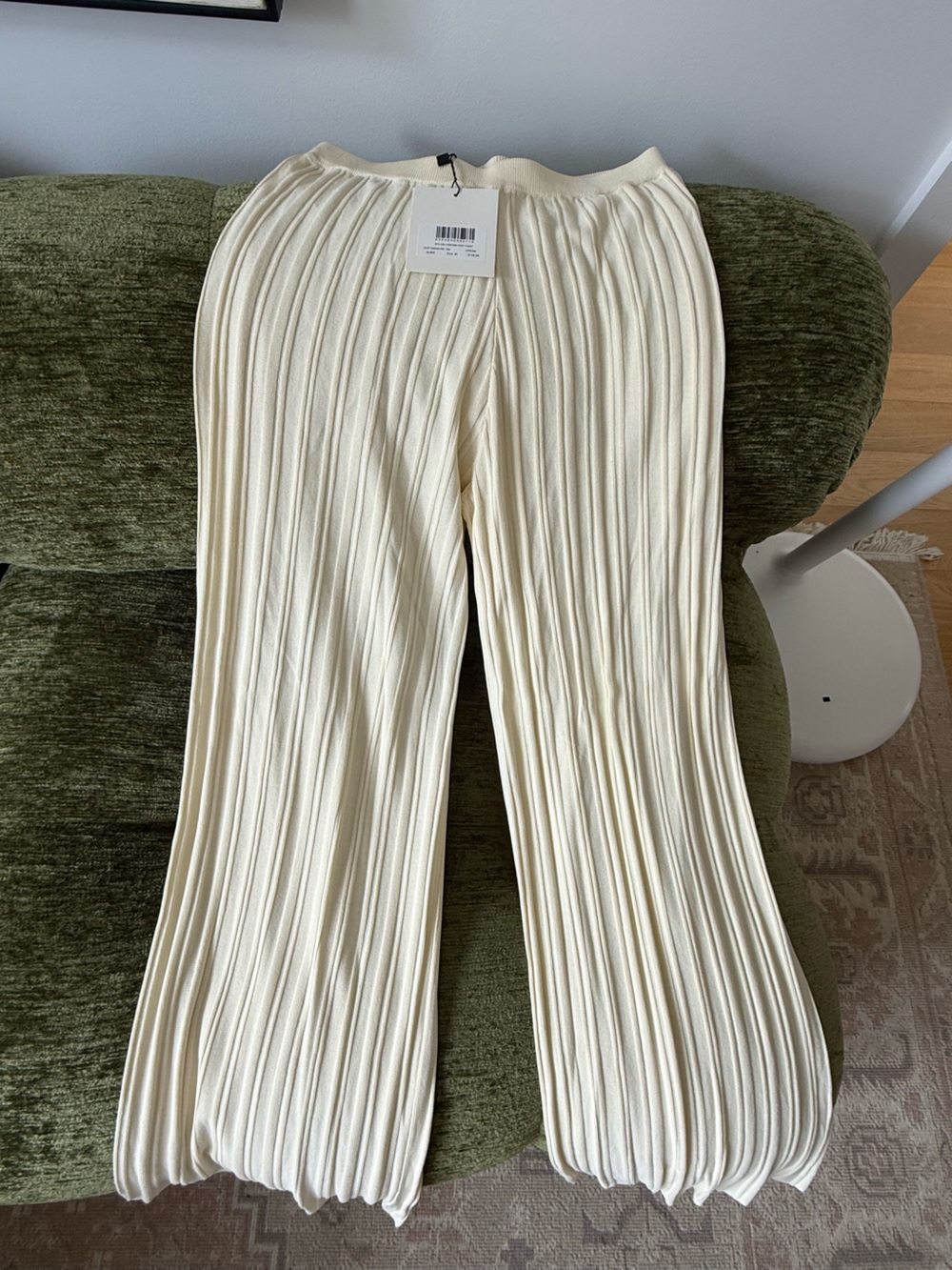 NWT DISSH Sylvia Cream Knit Wide-Leg Pants